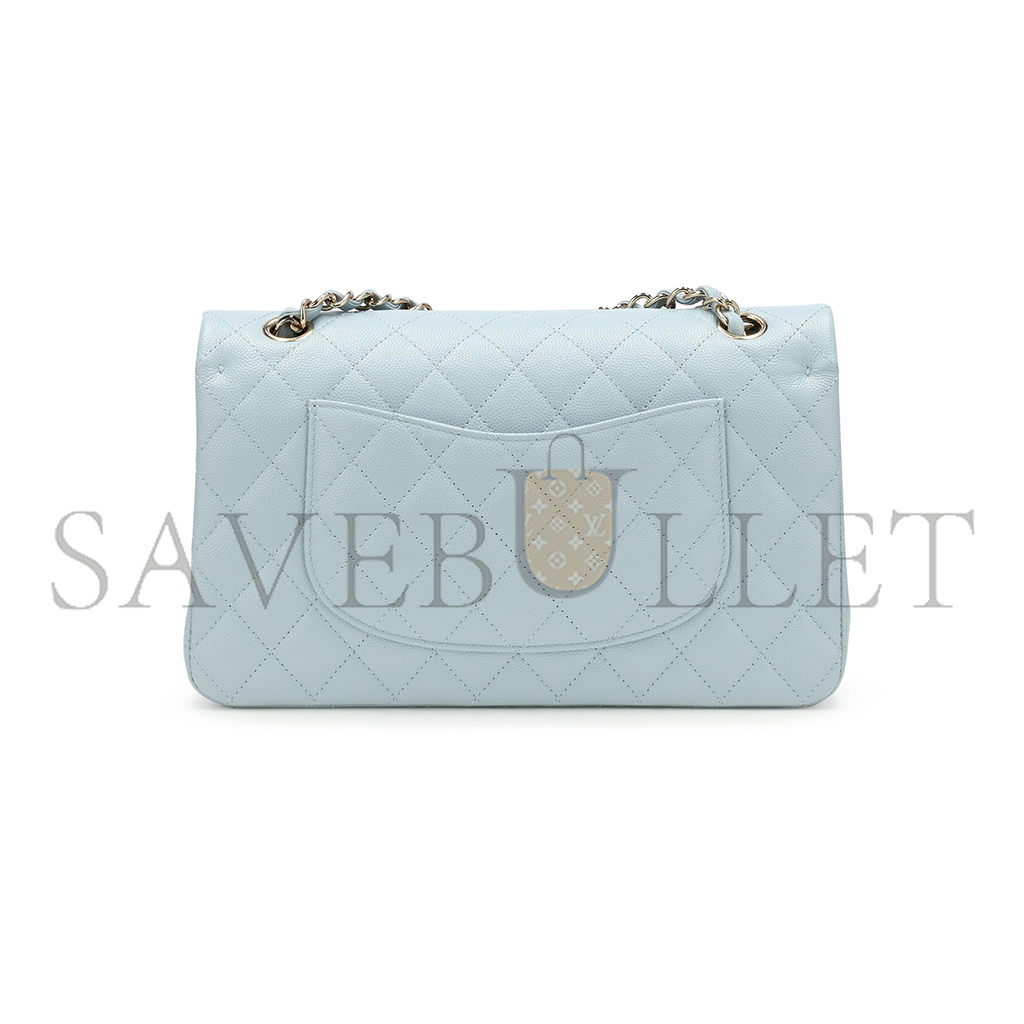 CHANEL MEDIUM CLASSIC DOUBLE FLAP BAG BLUE QUILTED CAVIAR LIGHT GOLD HARDWARE (25*15*7cm) CHANEL MEDIUM CLASSIC DOUBLE FLAP BAG BLUE QUILTED CAVIAR LIGHT GOLD HARDWARE (25*15*7cm)